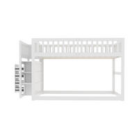 ETAGENBETT Niedriges 140/200 cm weiß mit Staufach und hohem Zaun-Design - Weiß, Holz (140/200cm) - OKWISH