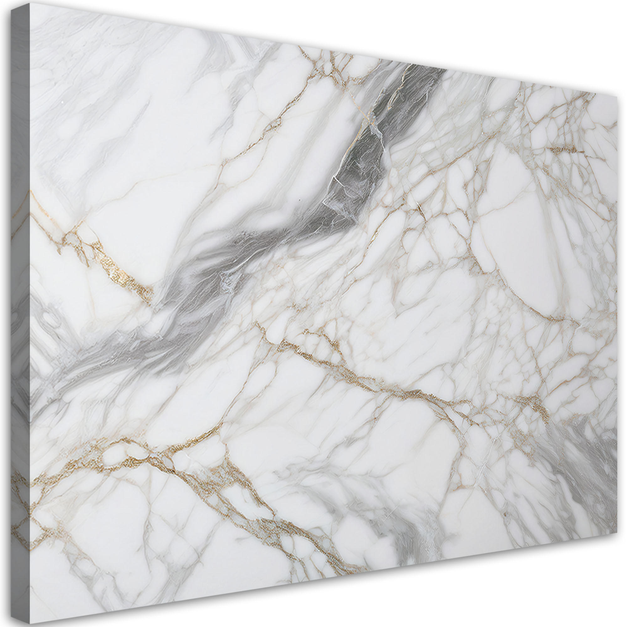 LEINWANDBILD Abstraktion aus grauem beigem Marmor 120x80cm - Weiß, Textil (120/80cm) - Feeby