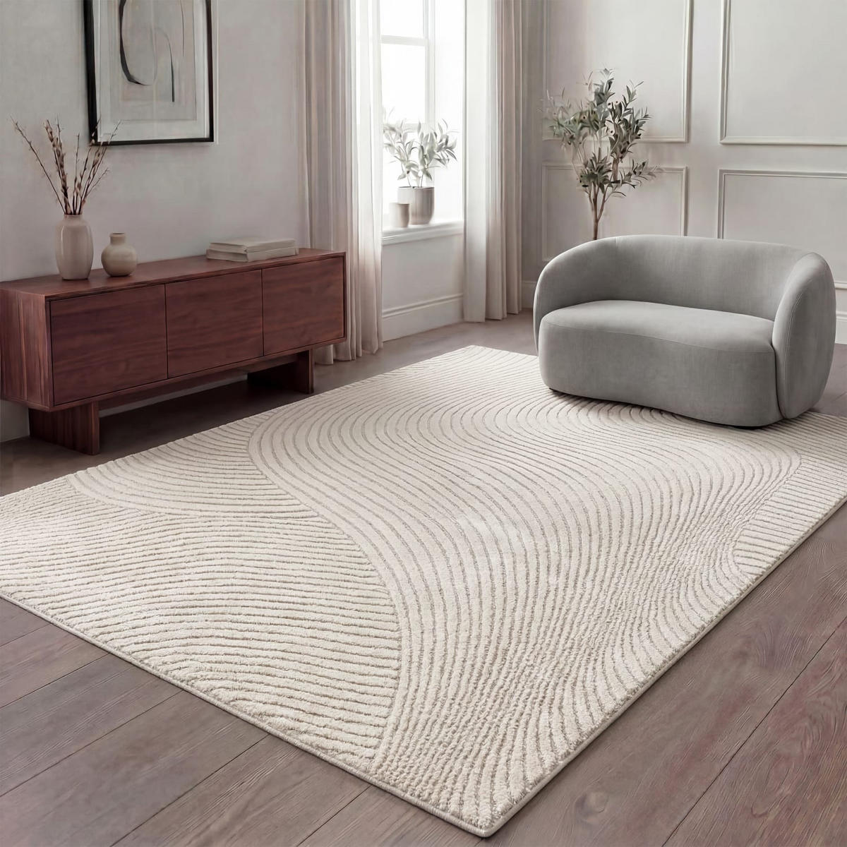 KURZFLORTEPPICH 200/280 cm Aura 704 - Creme, Kunststoff (200/280cm) - Paco Home