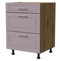 SCHUBLADENUNTERSCHRANK Bari D3/60 Eiche Artisan / RAL 4009 pastellviolett 60 / 50 / 82cm Blum Teilauszug - Violett/Eiche Artisan, Holz/Holzwerkstoff (60/82/50cm) - Feldmann-Wohnen