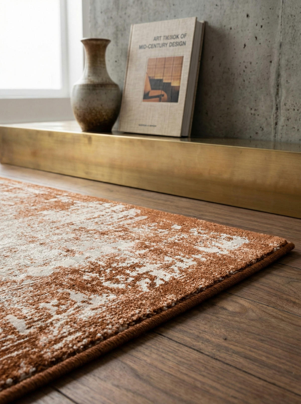 TEPPICH Velours abstrakt mit Bordüren TIBER-Rieti, Terrakotta 160x230 cm - Orange, Textil (160/230cm) - KADIMA DESIGN