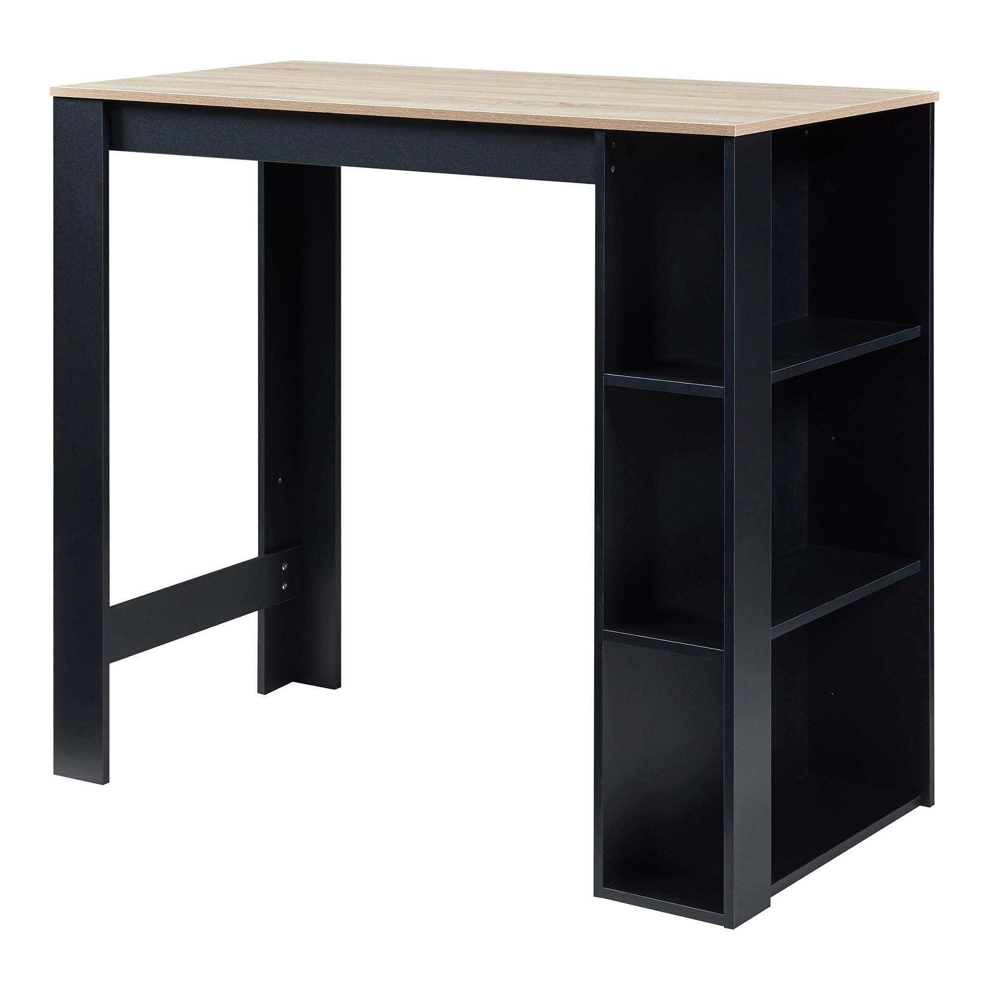 BAROVÝ STŮL Danderyd - černá/barva dubu, kompozitní dřevo (60/120/105.5cm) - [en.casa]