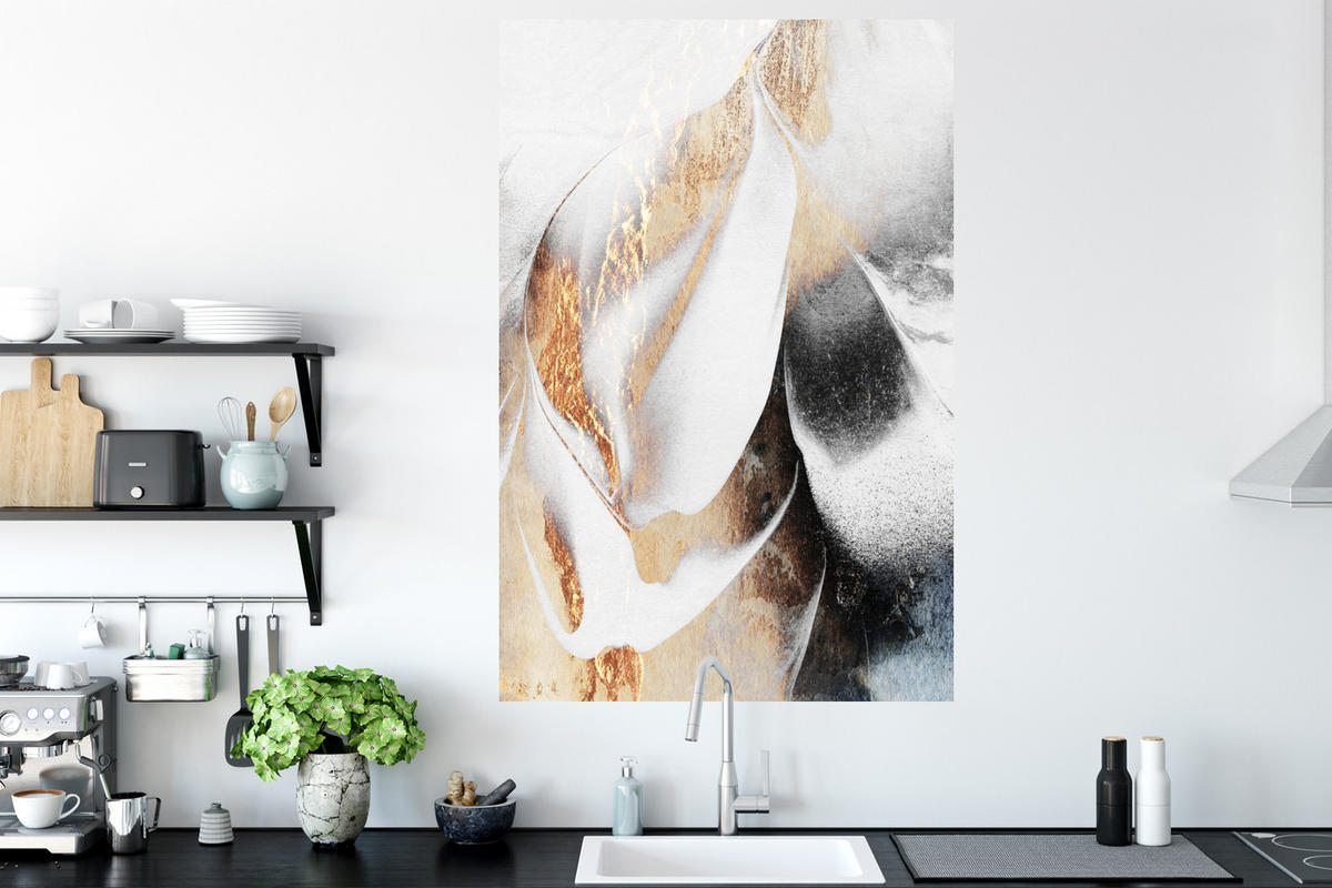 WANDTATTOO Luxus - Abstrakt - Gold - Weiß 80x120 cm - Goldfarben, Kunststoff (80/120/0.1cm) - MuchoWow