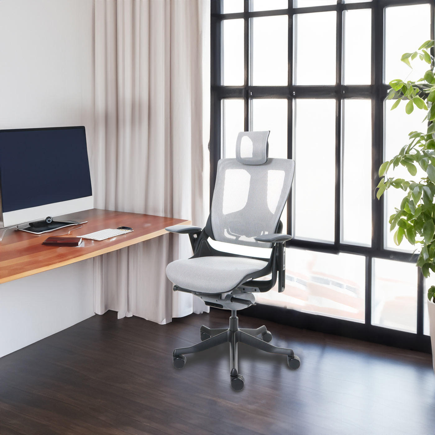 Thumbnail - MCW Bürostuhl, Grau, Textil, 75x138x68 cm, Arbeitszimmer, Bürostühle, Drehstühle
