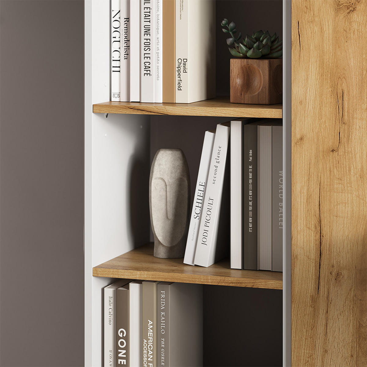 BÜCHERREGAL Tomy Weiß/Goldkraft Eiche 40 x 120 cm ,4 Fächer - Honigeiche/Weiß, Holzwerkstoff (40/120/30cm) - Vicco