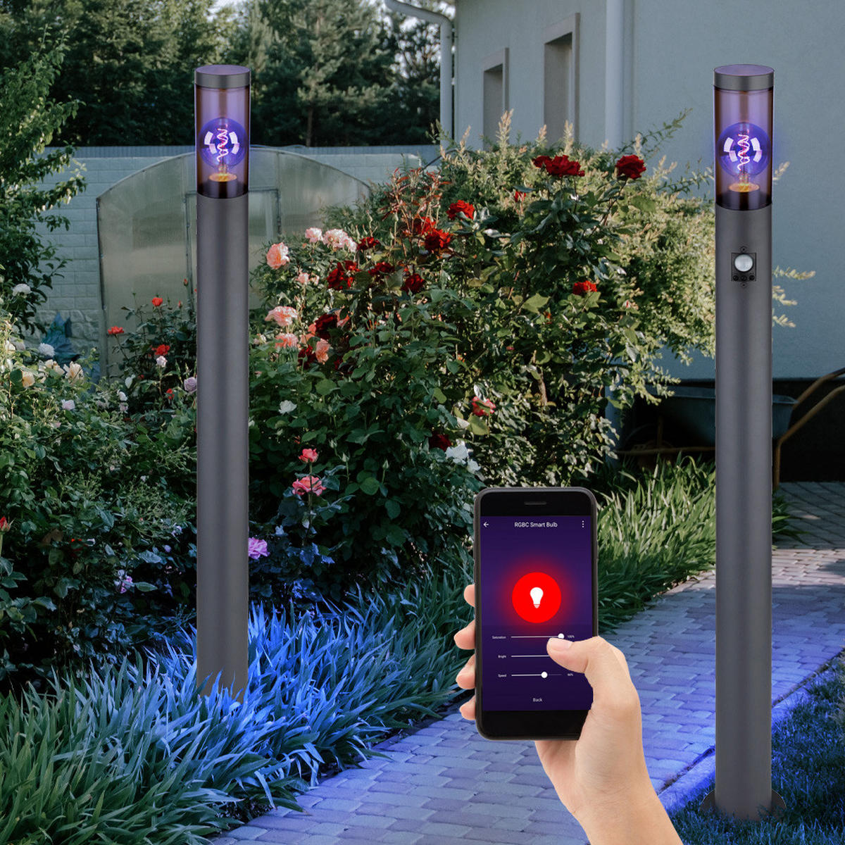 LED AUSSENLEUCHTE BOSTON Anthrazit Edelstahl 2er Set - Anthrazit, Metall (12.7/12.7/110cm) - Globo Lighting