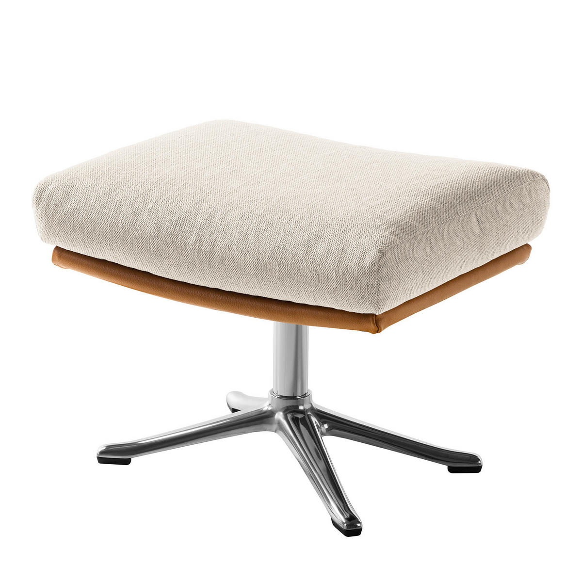 HOCKER mit Kreuzfuß - Chromfarben/Cognac, Textil (54/41/41cm) - home24