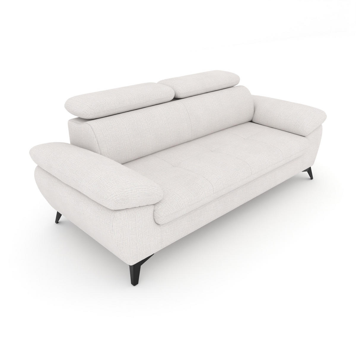 3-SITZER Karlstad Chenille Beige verstell. Kopfstützen B 215 cm - Creme, Kunststoff/Textil (215/84/100cm) - foamnova