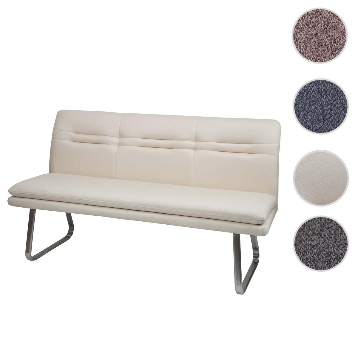 SITZBANK Cremeweiß, Silber - Silberfarben/Weiß, Textil (160/90/58cm) - MCW