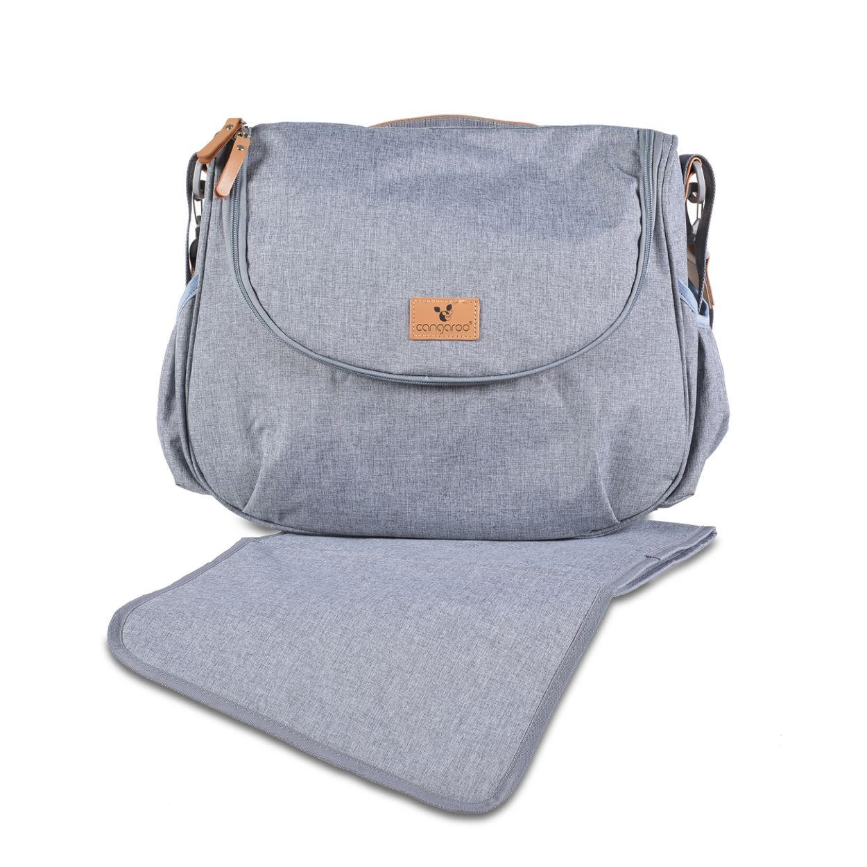 WICKELTASCHE Naomi grau Wickelunterlage, Schultergurt, Seitentaschen und Reißverschluss - Grau, Textil (10/32/40cm) - Cangaroo