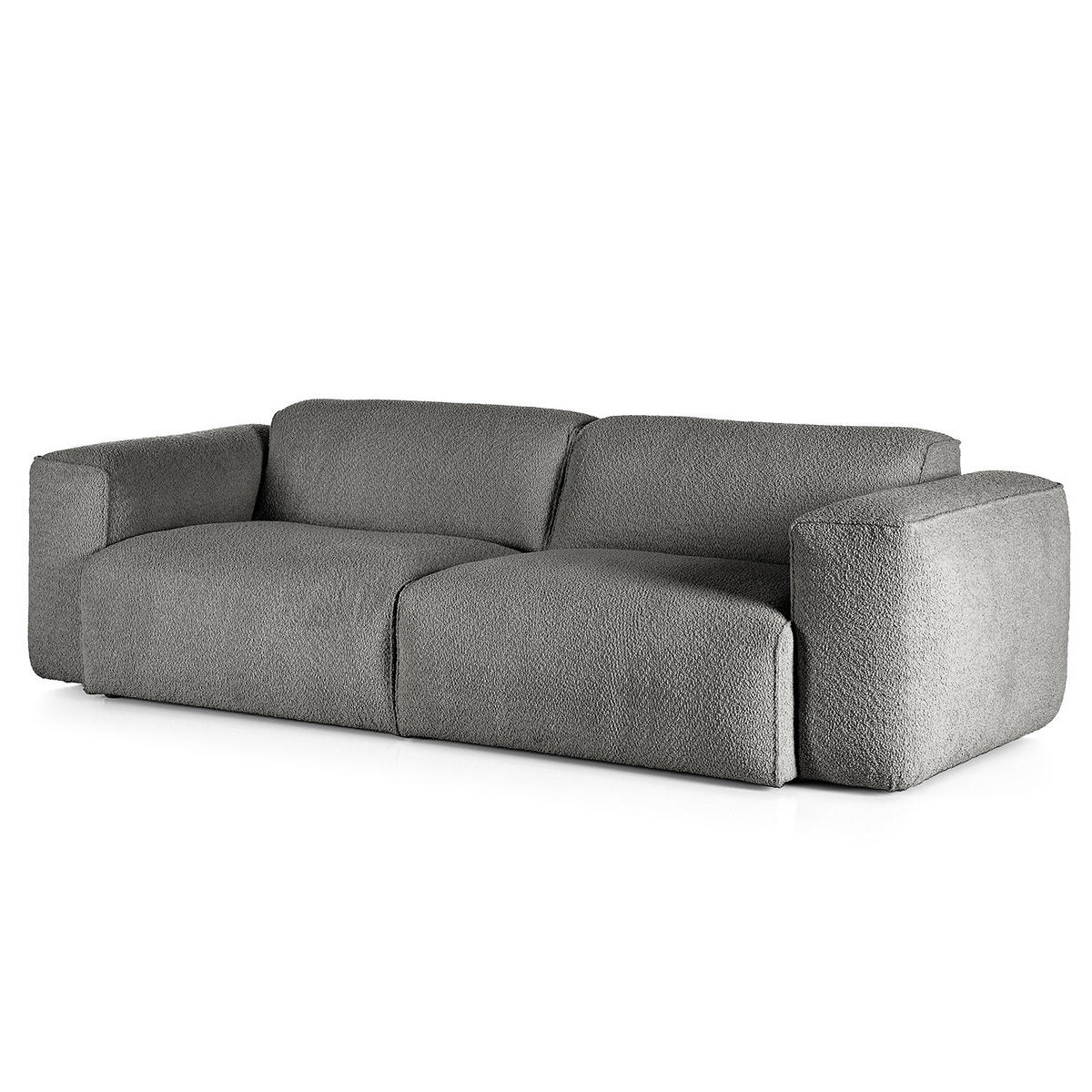 3-SITZER SOFA - Schwarz/Grau, Kunststoff/Textil (251/71/102cm) - home24