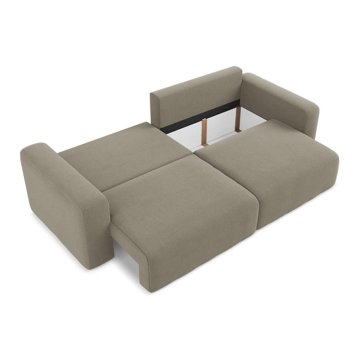 3-SITZER SOFA mit Schlaffunktion Strukturstoff Stoff Beige - Beige/Schwarz, Kunststoff/Textil (244/79/102cm) - LaMiaSofa