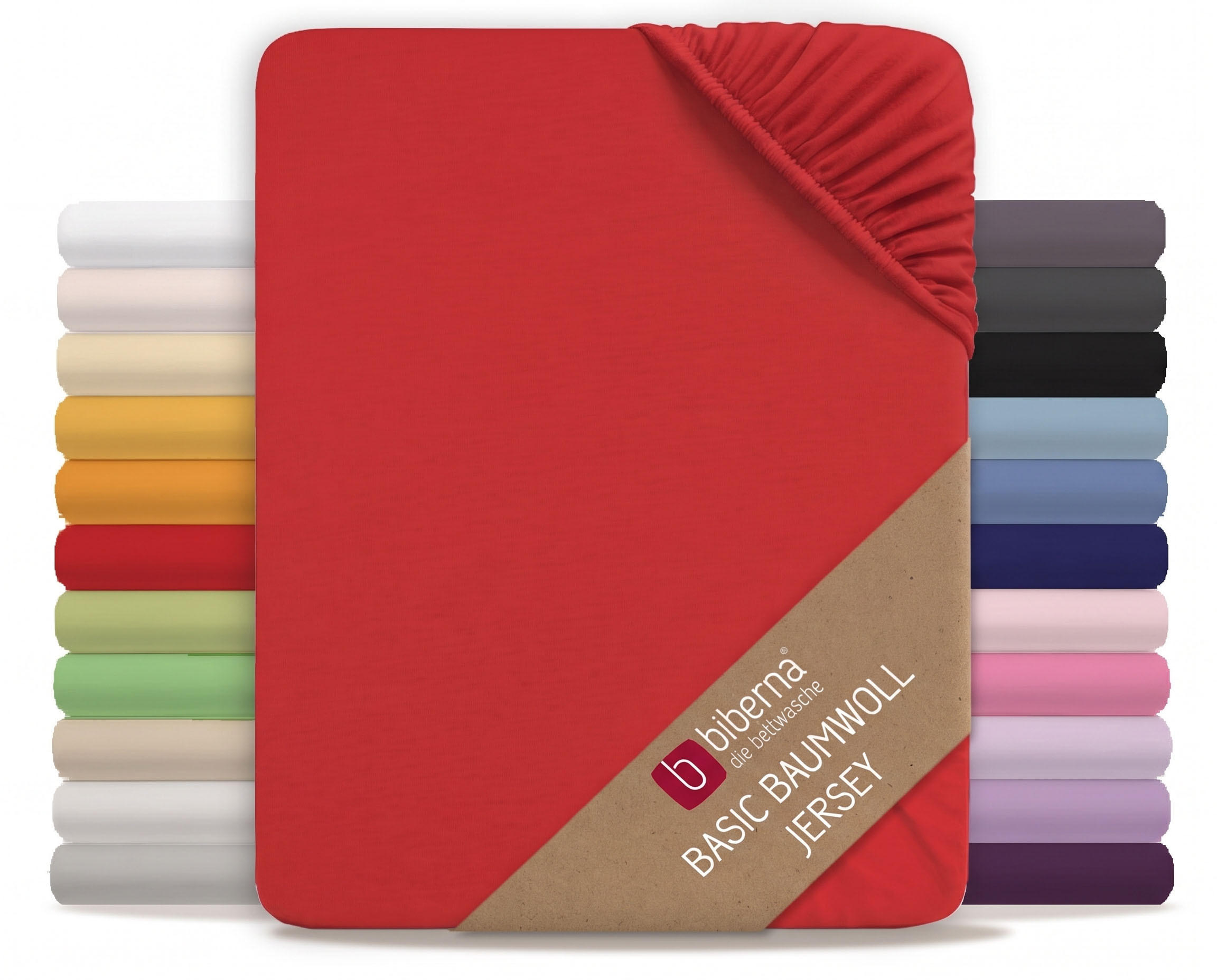 SPANNBETTTUCH Basic Jersey rot, 90x190 cm - 100x200 cm - Rot, Textil (100/200cm) - biberna