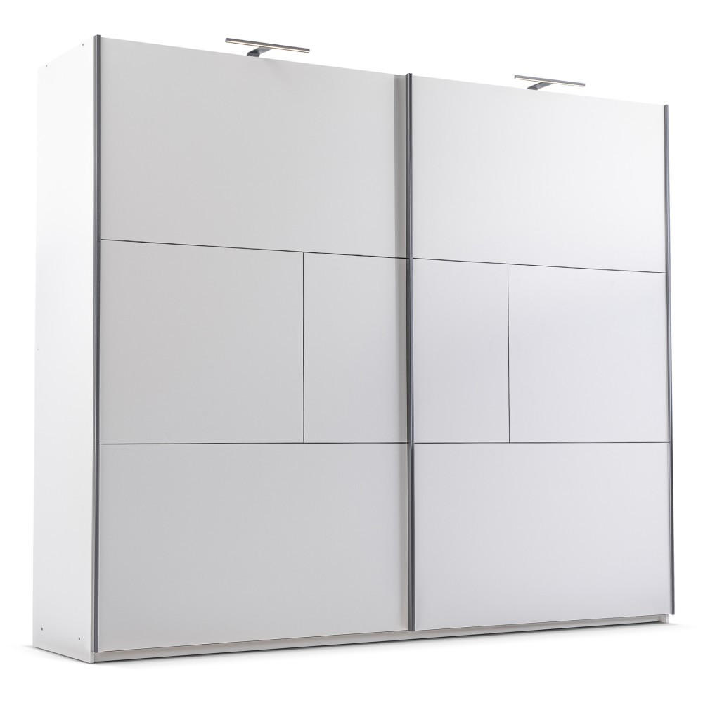 SCHWEBETÜRENSCHRANK Nicea mit 2 Türen und LED-Beleuchtung, 250 cm, Weiß - Weiß, Holzwerkstoff (250/215/65cm) - Beautysofa