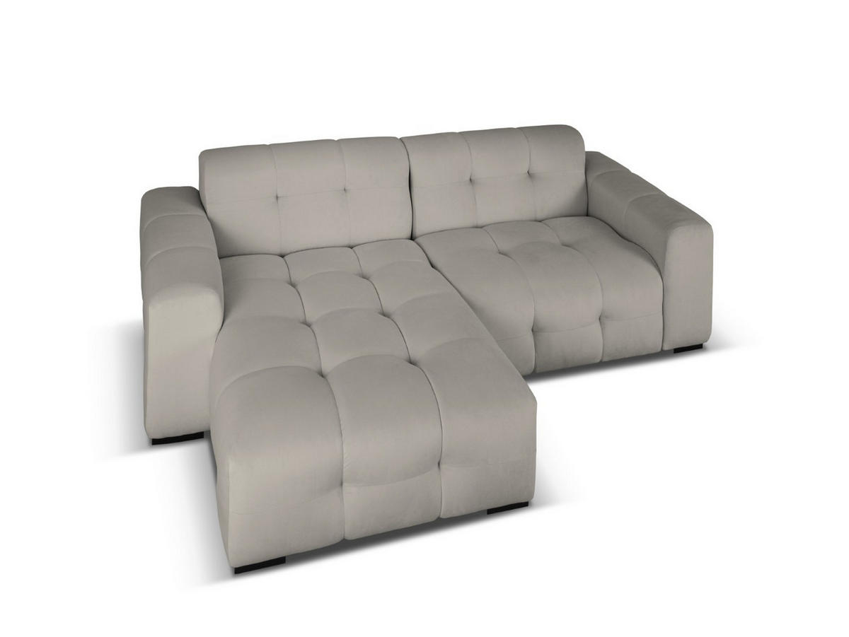 ECKSOFA links Kendal aus Samt dunkelgrau 4 Sitzplätze - Dunkelgrau, Textil (173/256cm) - Micadoni