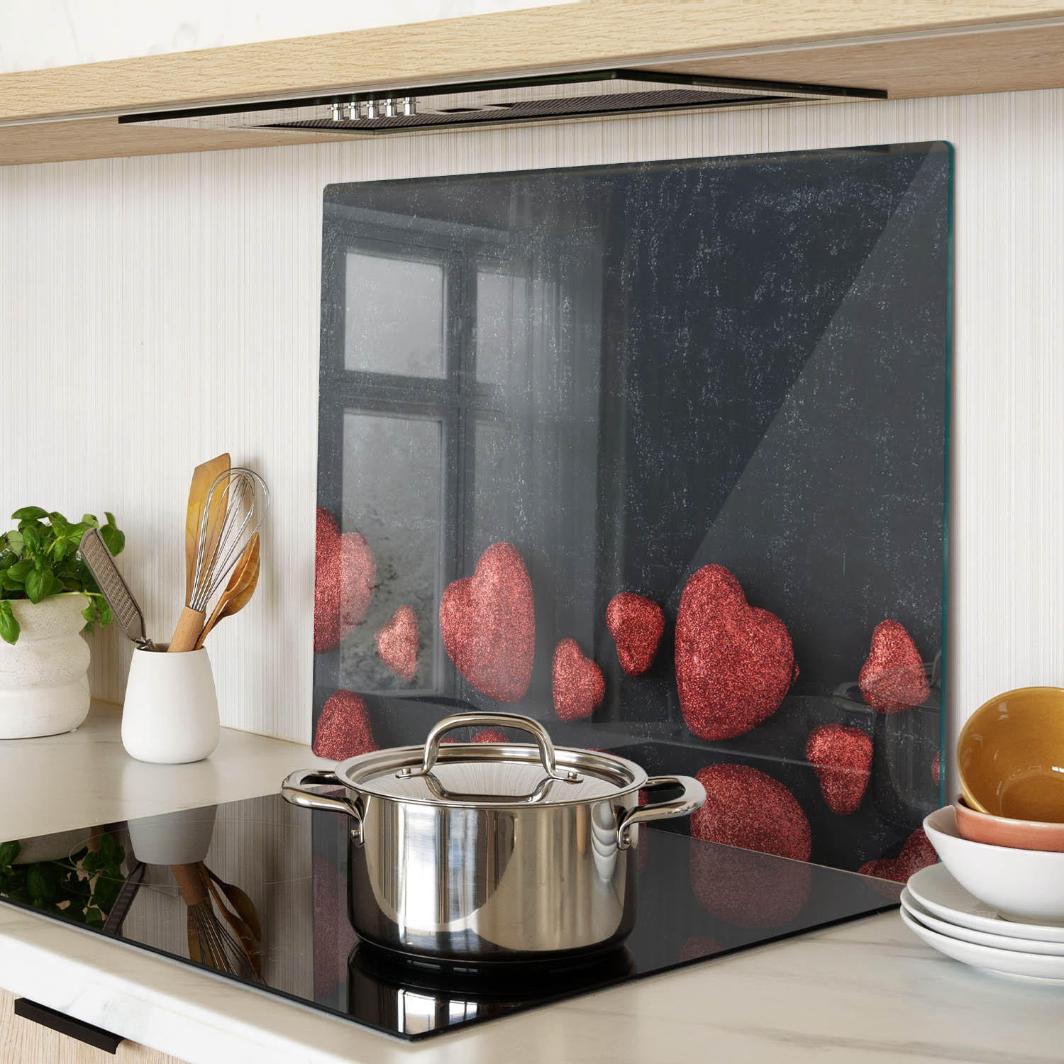 GLASPLATTE 60x52 cm Tisch der Herzen - Rot, Glas (60/0.4/52cm) - TULUP