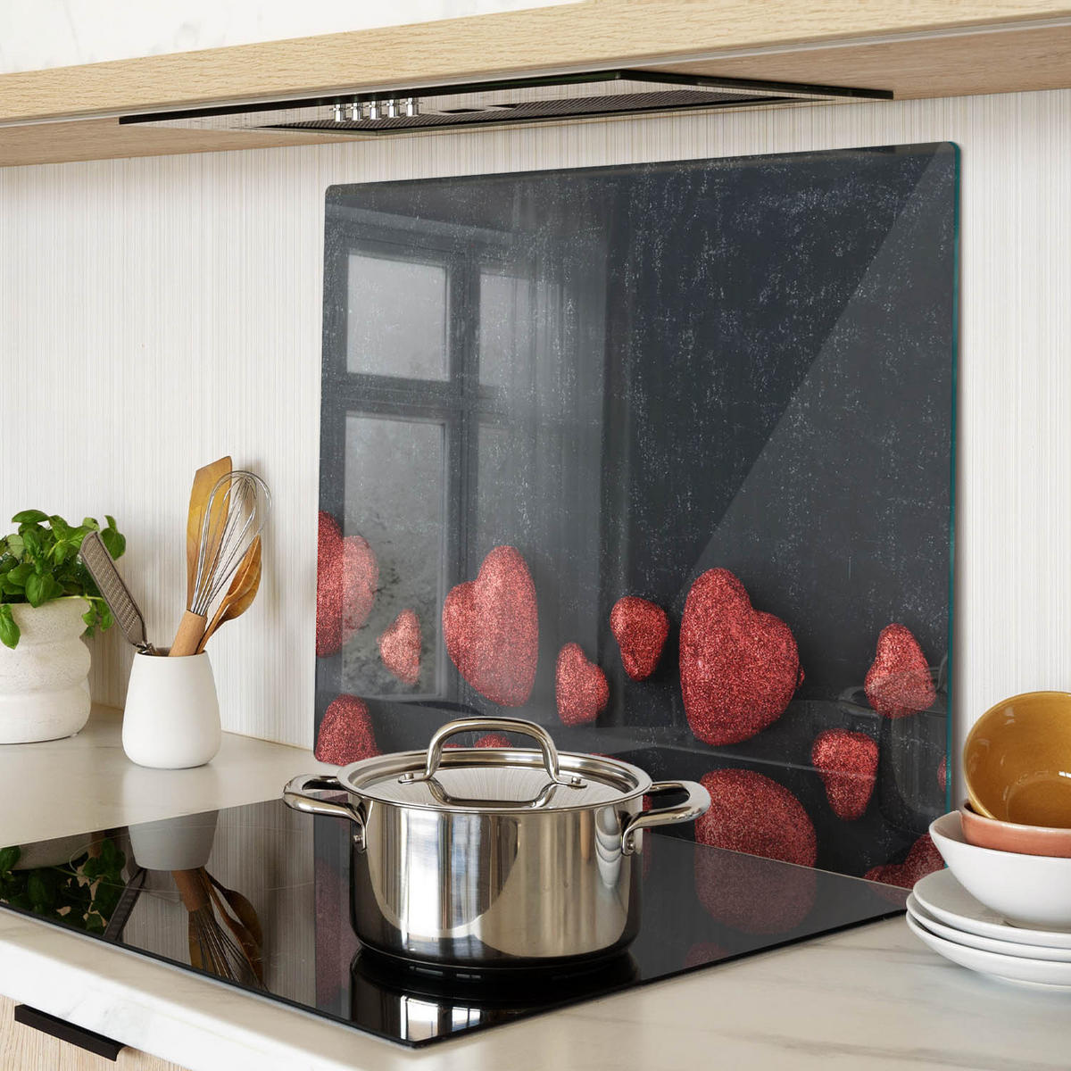 GLASPLATTE 60x52 cm Tisch der Herzen - Rot, Glas (60/0.4/52cm) - TULUP