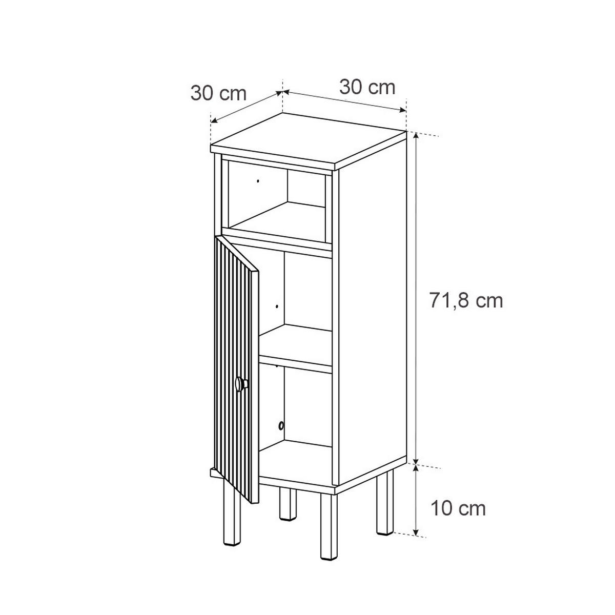 MIDISCHRANK Aquis Sonoma 30 x 86.8 cm mit Tür und offenem Fach - Braun/Sonoma Eiche, Holzwerkstoff (30/81.8/30cm) - Vicco