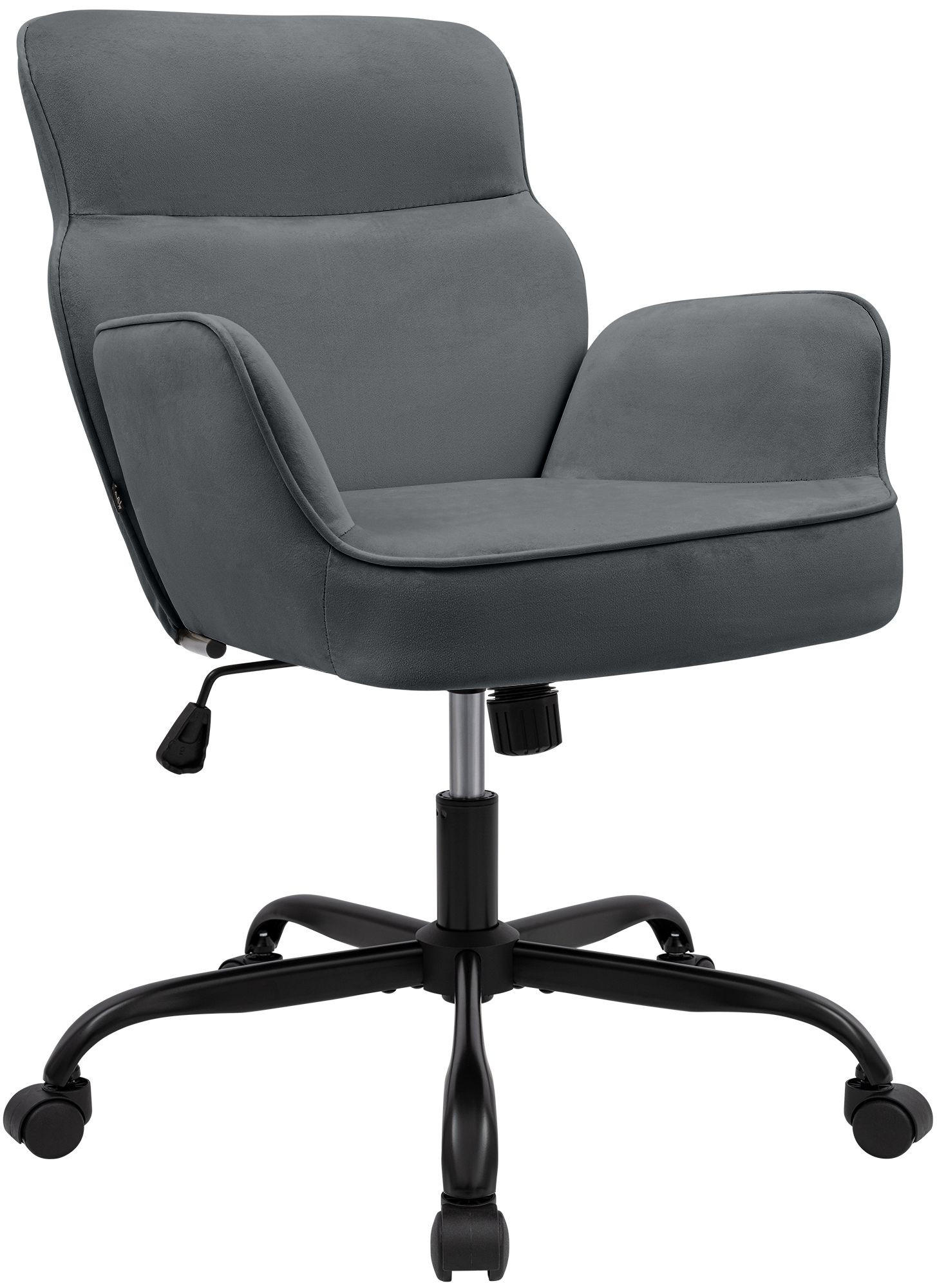 DREHSTUHL Samt Grau - Schwarz/Grau, Textil (62/86/68cm) - CLP