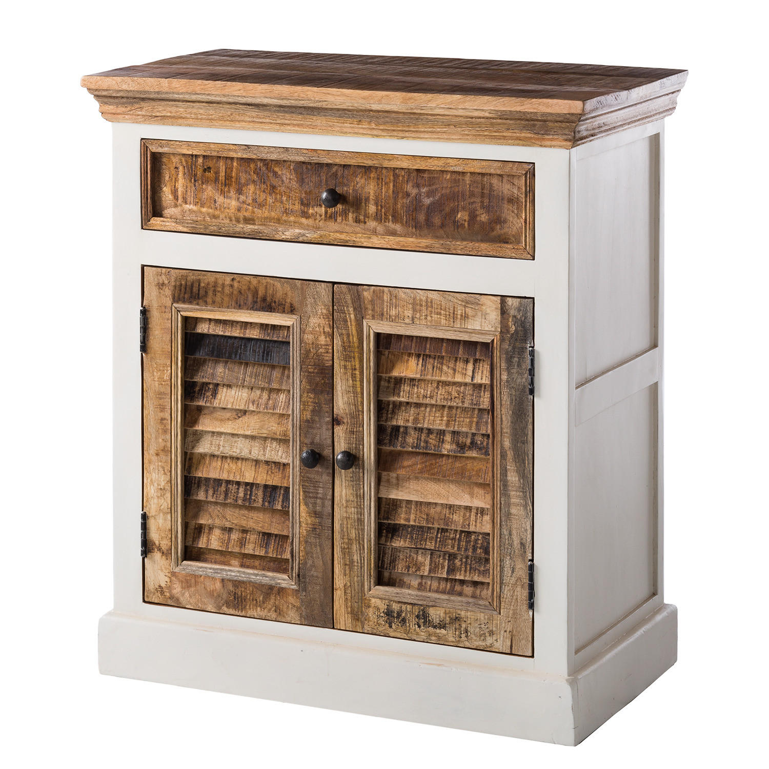 SCHUHKOMMODE - Mango massiv - Braun/Weiß, Holz (80/90/45cm) - home24