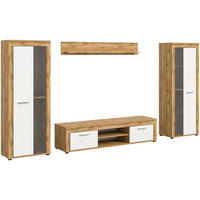 WOHNWAND Milo 4 tlg. (B/H/T: ca. 310/159/40 cm) in Wotan Eiche /weiß - Eiche Wotan, Holzwerkstoff (310/159/40cm)