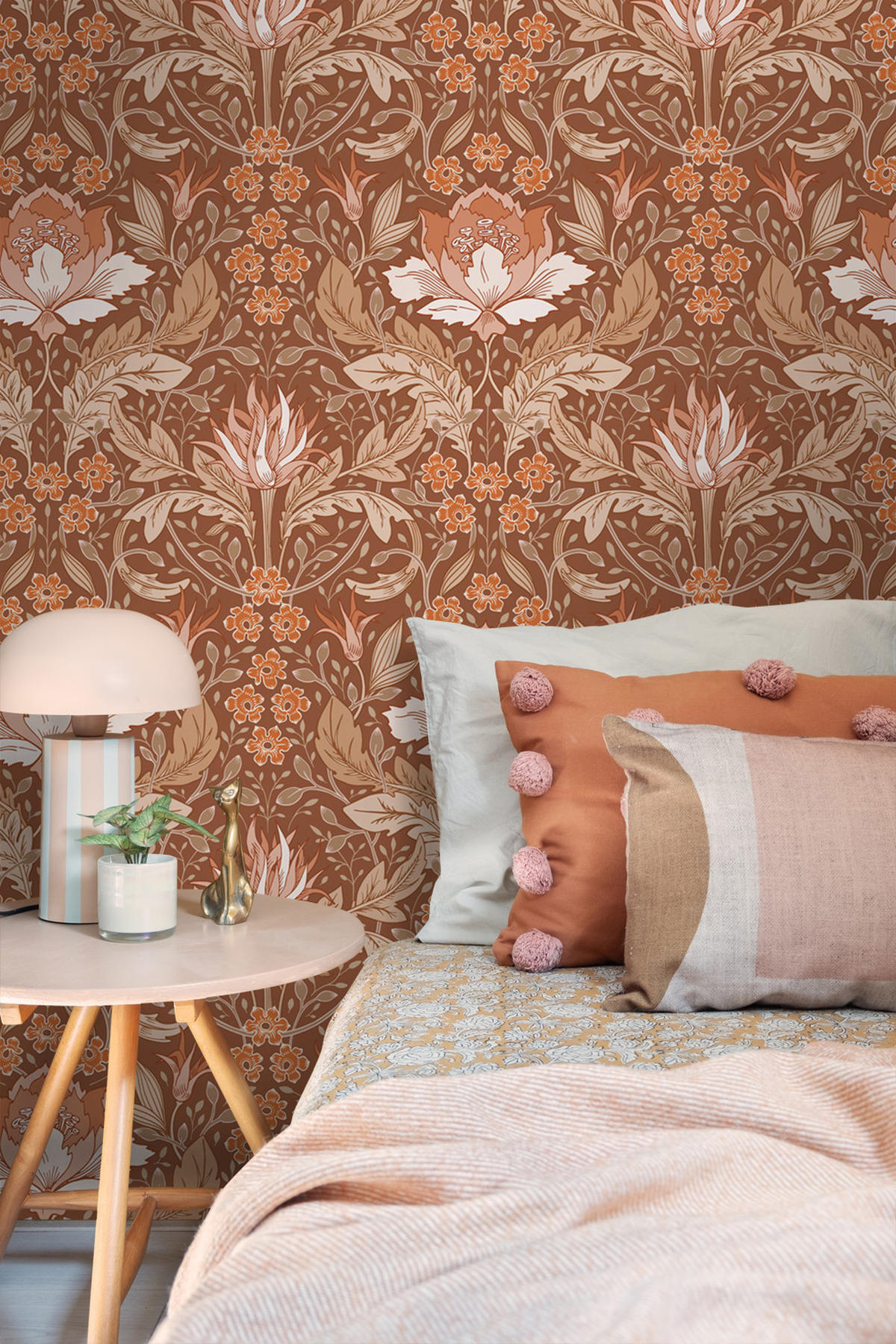 TAPETE Blumenmuster im Jugendstil 50 x 900 cm - Terracotta, Papier (50/900cm) - ESTAhome