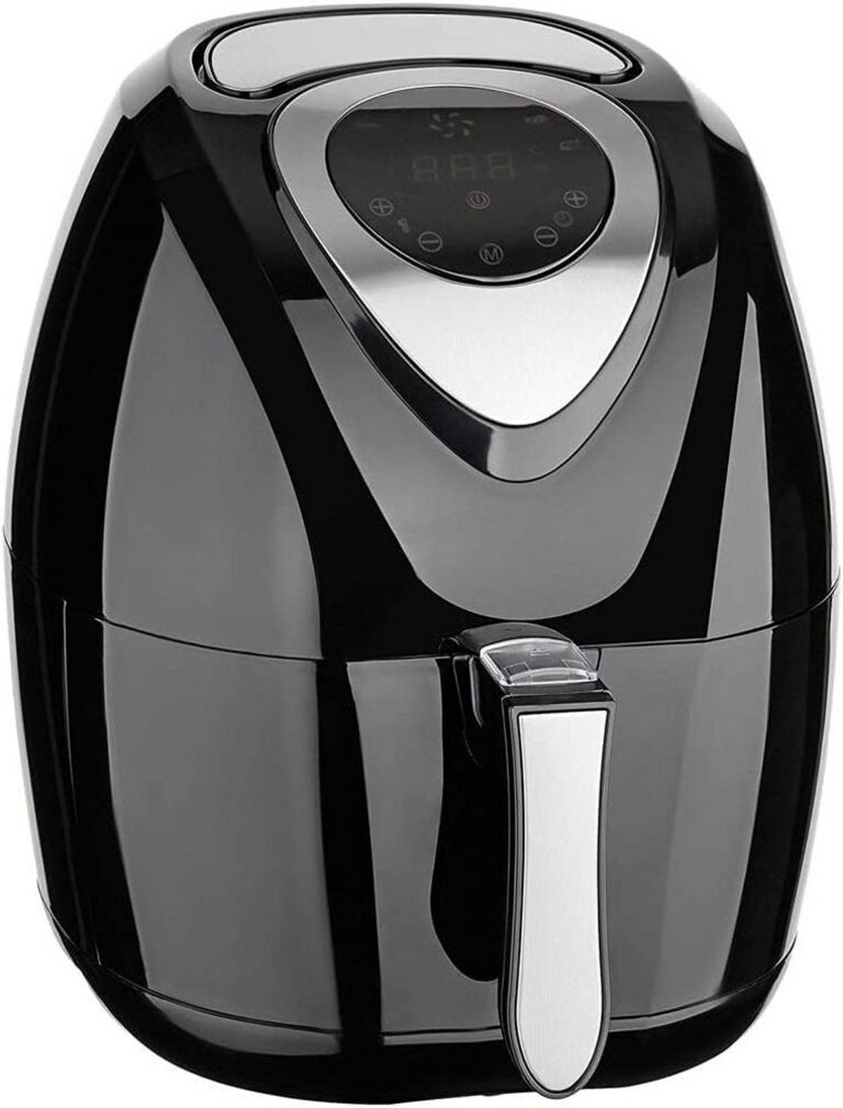 CUISINIER Heißluftfritteuse 3,2L – Airfryer 1400W, 6 Programme, LED Display, Timer 60 Min, Fettfreies Frittieren, Kompakte Fritteuse - Schwarz, Kunststoff (36.5/33.5/28.5cm) - Alpina