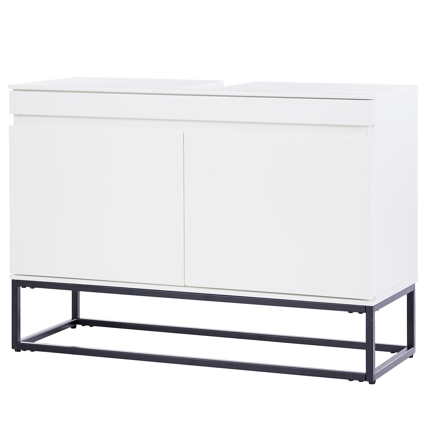 WASCHBECKENUNTERSCHRANK - Schwarz/Weiß, Holzwerkstoff/Metall (80/57/30cm) - home24