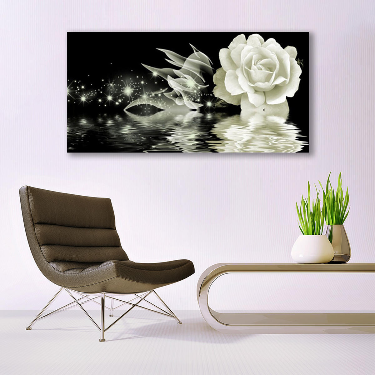 LEINWANDBILD 140x70 cm Magische Rosenblume - Schwarz, Textil (140/4cm) - TULUP