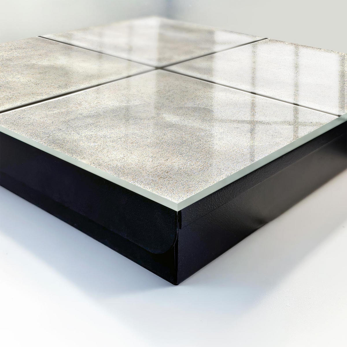 SCHLÜSSELBOX Schwarz 30x30 cm- Türöffnung nach rechts - Beige Fliesen - Beige, Metall (30/30/5cm) - TULUP