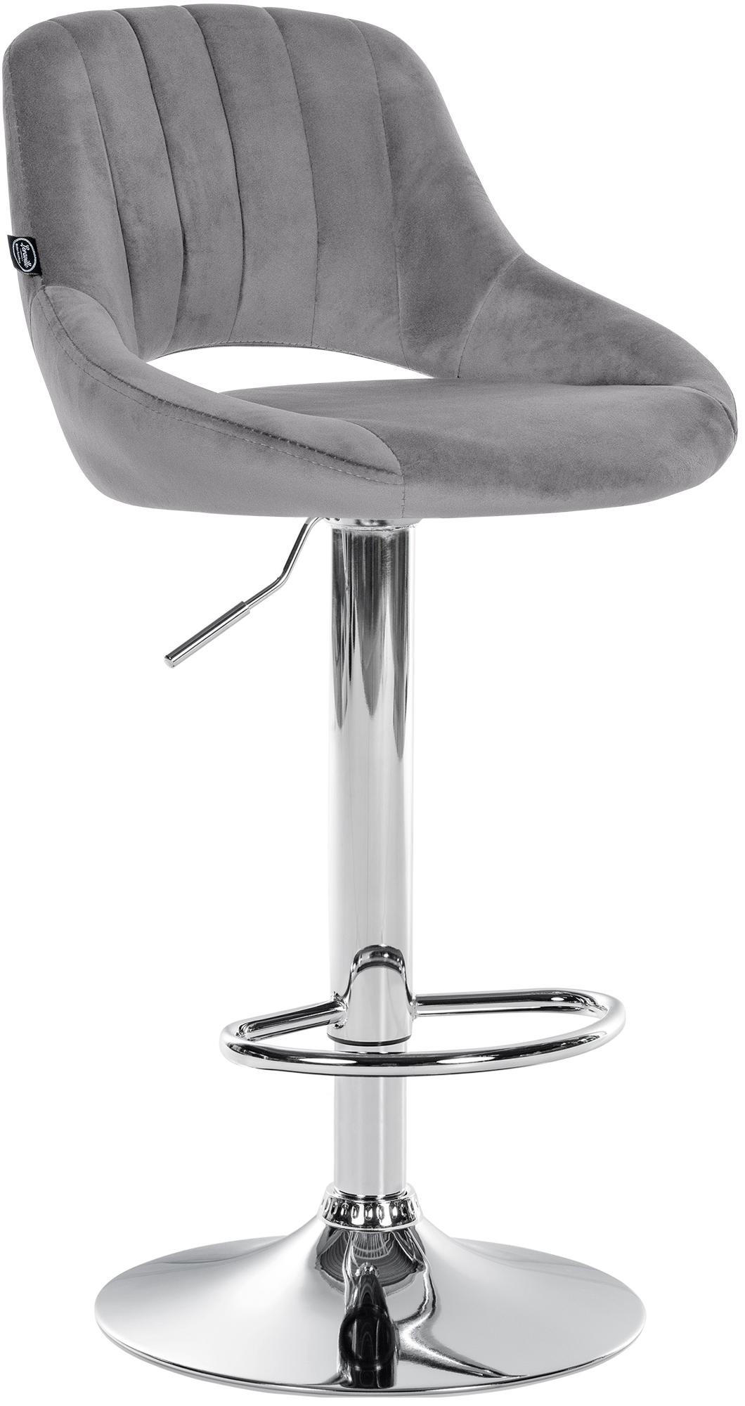 BARHOCKER Samt dunkelgrau - Chromfarben/Dunkelgrau, Textil/Metall (47/85/48cm) - CLP