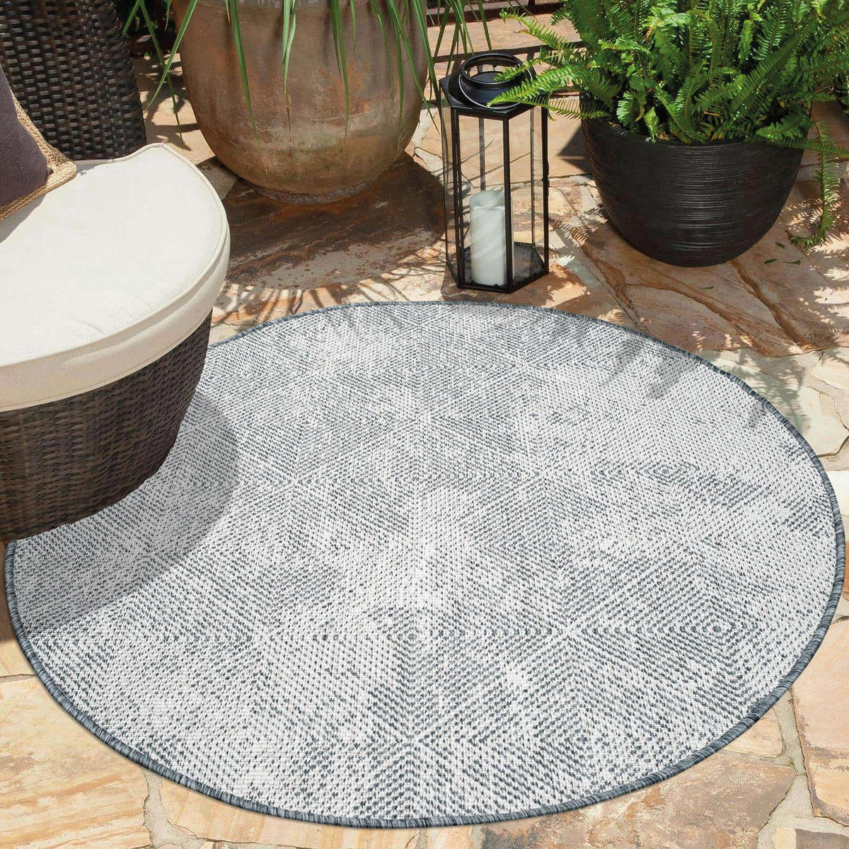 OUTDOOR-TEPPICH DuoRug 5845 Grau 120x120 cm - Grau, Textil (120/120cm) - carpet city