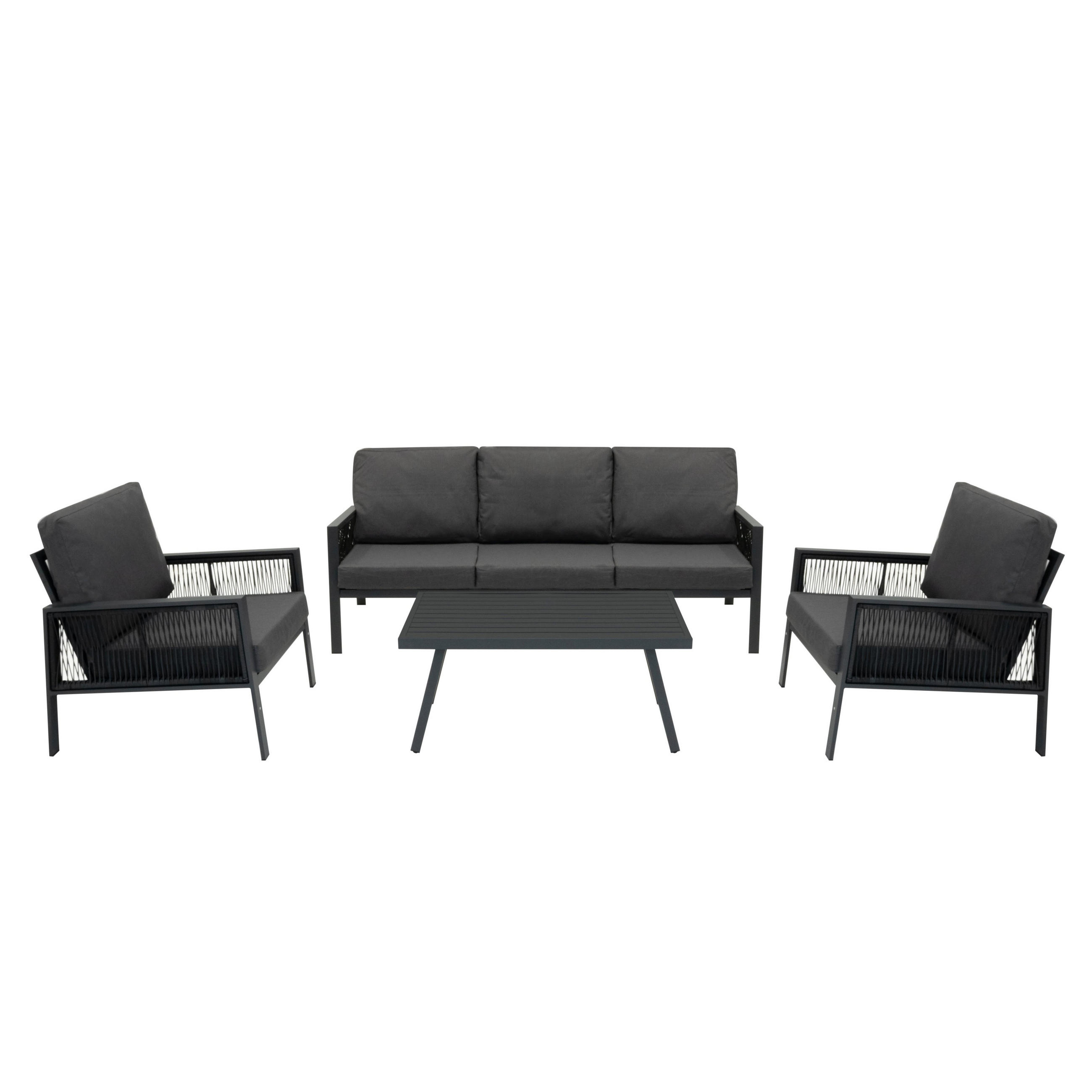 SOFAGARNITUR 4-teilige Aluminium Anthrazitgrau - Anthrazit, Metall