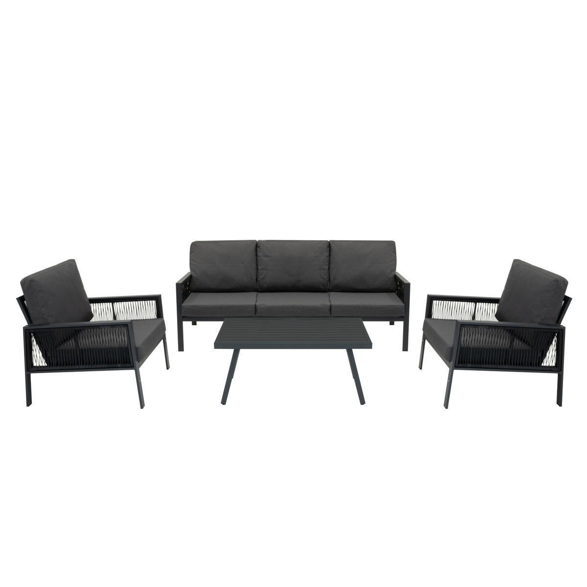SOFAGARNITUR 4-teilige Aluminium Anthrazitgrau - Anthrazit, Metall