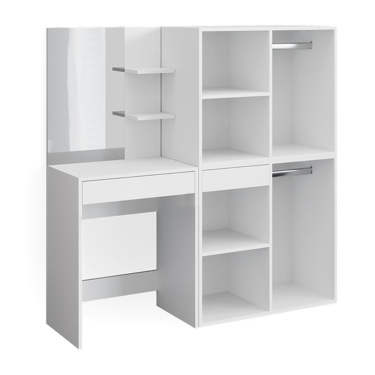 SCHMINKTISCH Isabelle Weiß 60 cm mit Schränken - Weiß, Holzwerkstoff (60/140/40cm) - Vicco