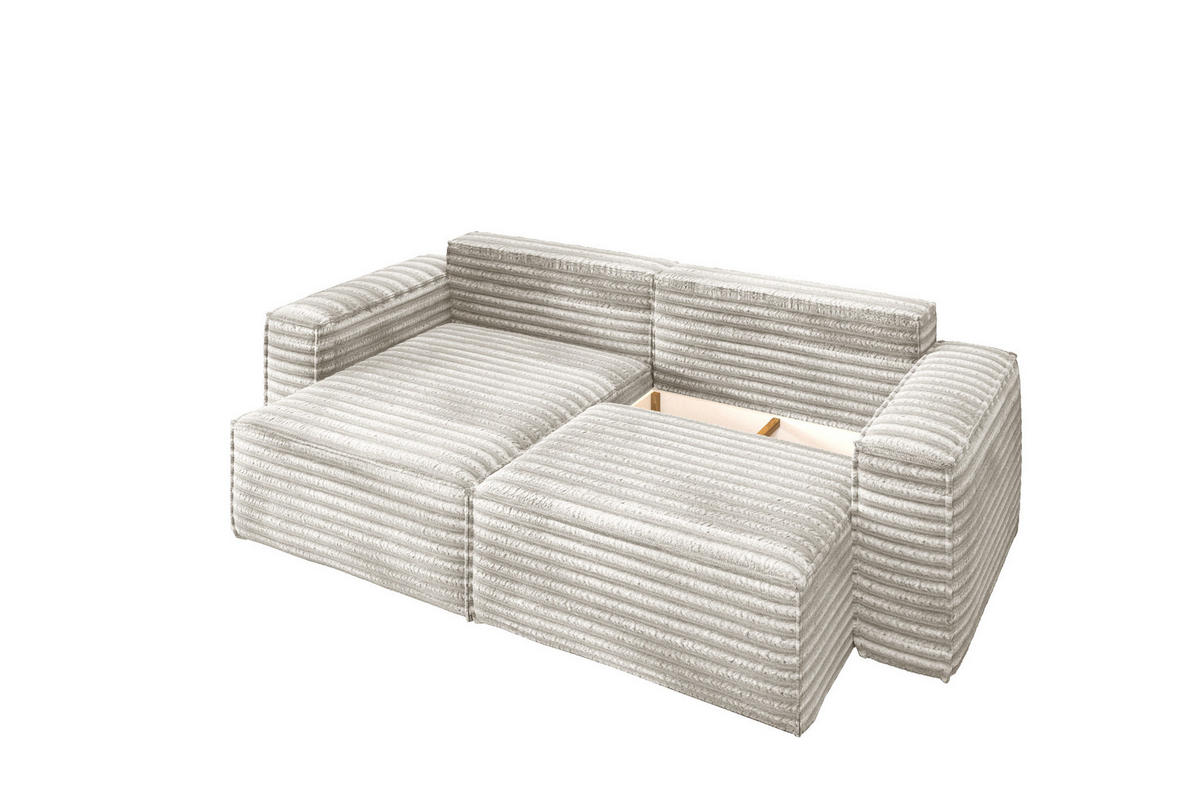 ECKSCHLAFSOFA Bohoo-Ecksofa mit Schlaffunktion stoff Velo Ecru Links - Ecru, Holz/Textil (140/248cm) - Kaiser Möbel