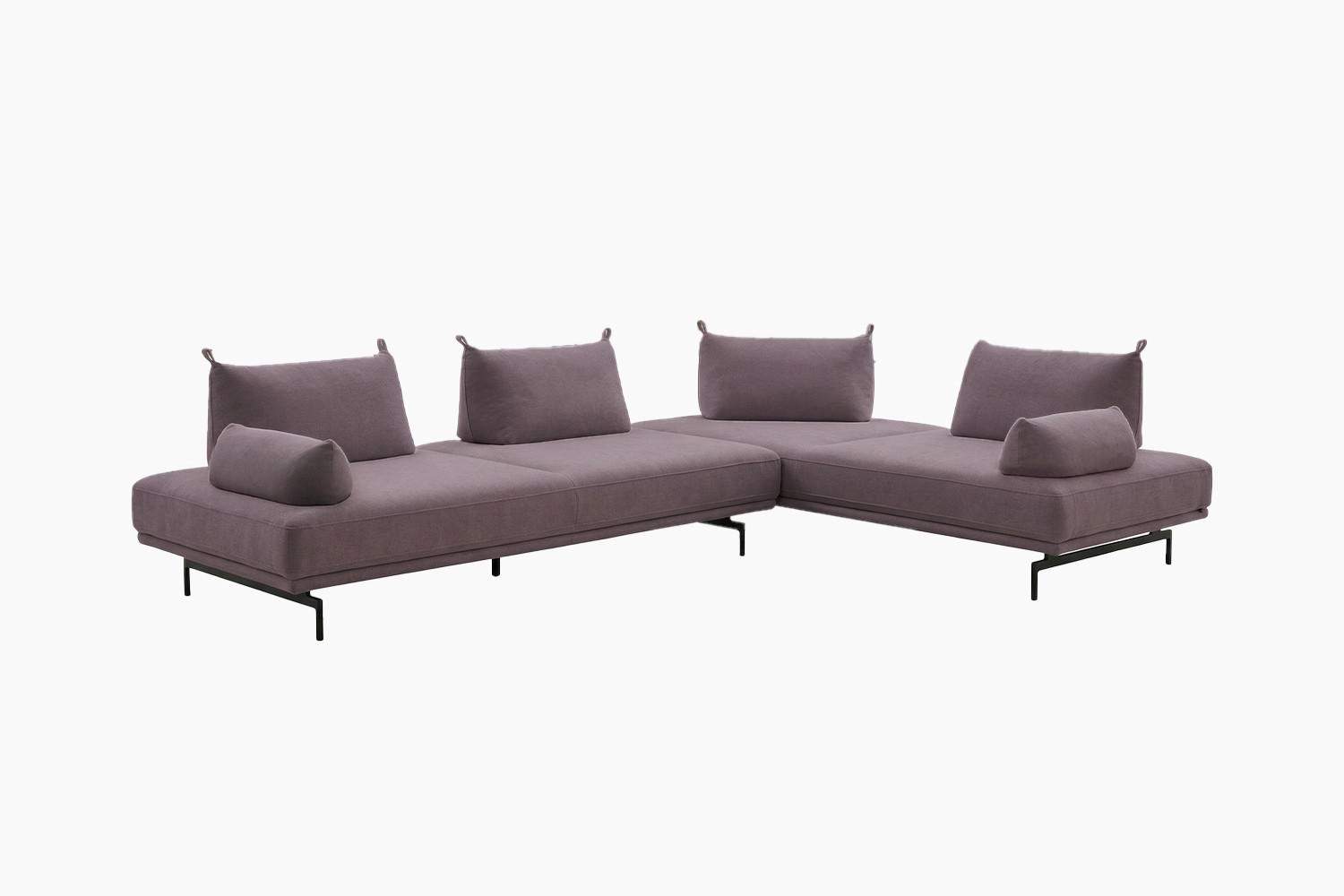 ECKSOFA CANE Violett Webstoff - Violett/Schwarz, Textil/Metall (310/210cm) - KAWOLA