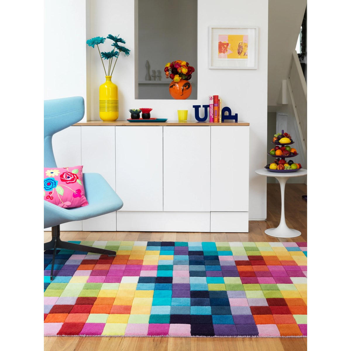 TEPPICH aus reiner Wolle mit bunten Mustern FLASHY BOXES Mehrfarbig 140 x 200 cm - Multicolor, Naturmaterialien (140/200cm) - Novatrend