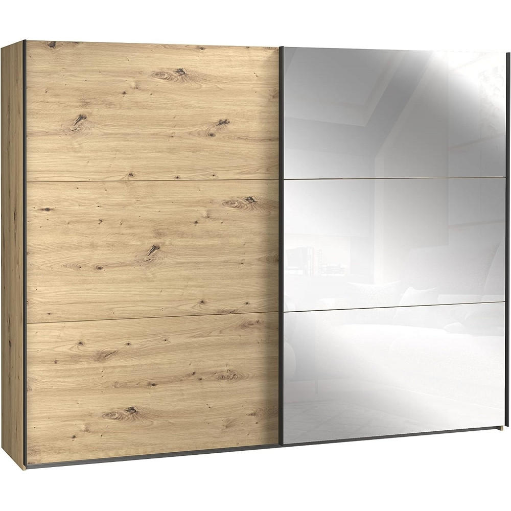 SCHIEBETÜRENSCHRANK Trondheim 270/210/63 cm Artisan Eiche, Schwarz - Anthrazit, Holzwerkstoff (270/210/63cm) - Forte Möbel