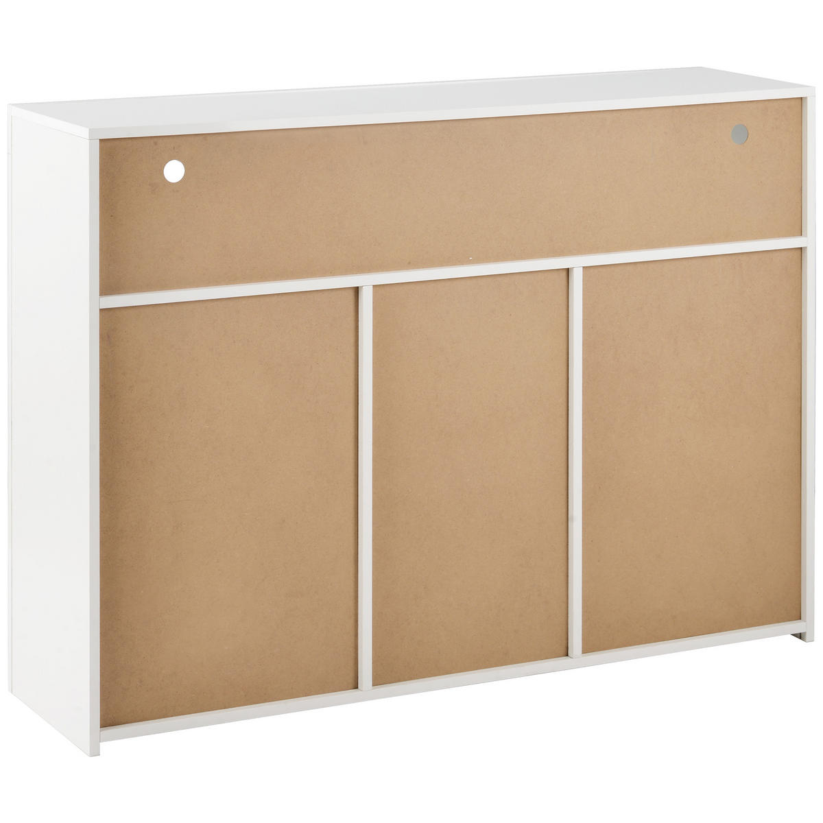 SIDEBOARD DE-37797 mit LED-Beleuchtung und 3 Türen Weiß - Weiß, Holzwerkstoff (130/95/35cm) - ComfortXL