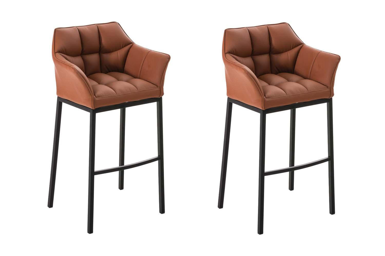 BARHOCKER 2er Set Lederlook Hellbraun - Hellbraun/Schwarz, Textil/Metall (64/110/48cm) - CLP
