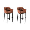 BARHOCKER 2er Set Lederlook Hellbraun - Hellbraun/Schwarz, Textil/Metall (64/110/48cm) - CLP