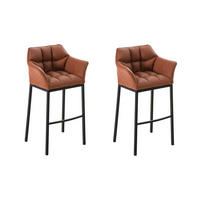 BARHOCKER 2er Set Lederlook Hellbraun - Hellbraun/Schwarz, Textil/Metall (64/110/48cm) - CLP