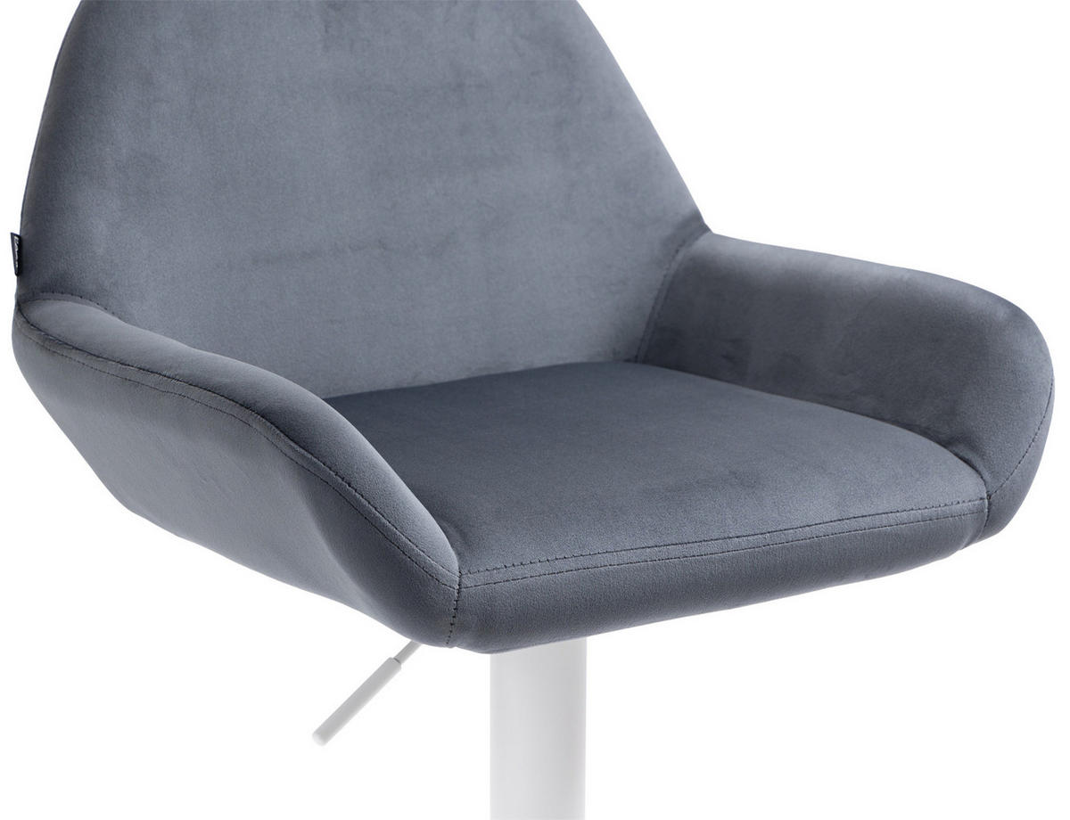 BARHOCKER 2er Set Samt Dunkelgrau - Dunkelgrau/Weiß, Textil/Metall (51/89/52cm) - CLP