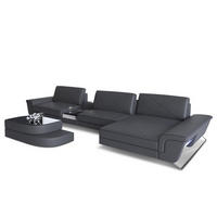 LEDERSOFA Bari L - Schwarz/Grau, Leder (369/197cm) - Sofa Dreams