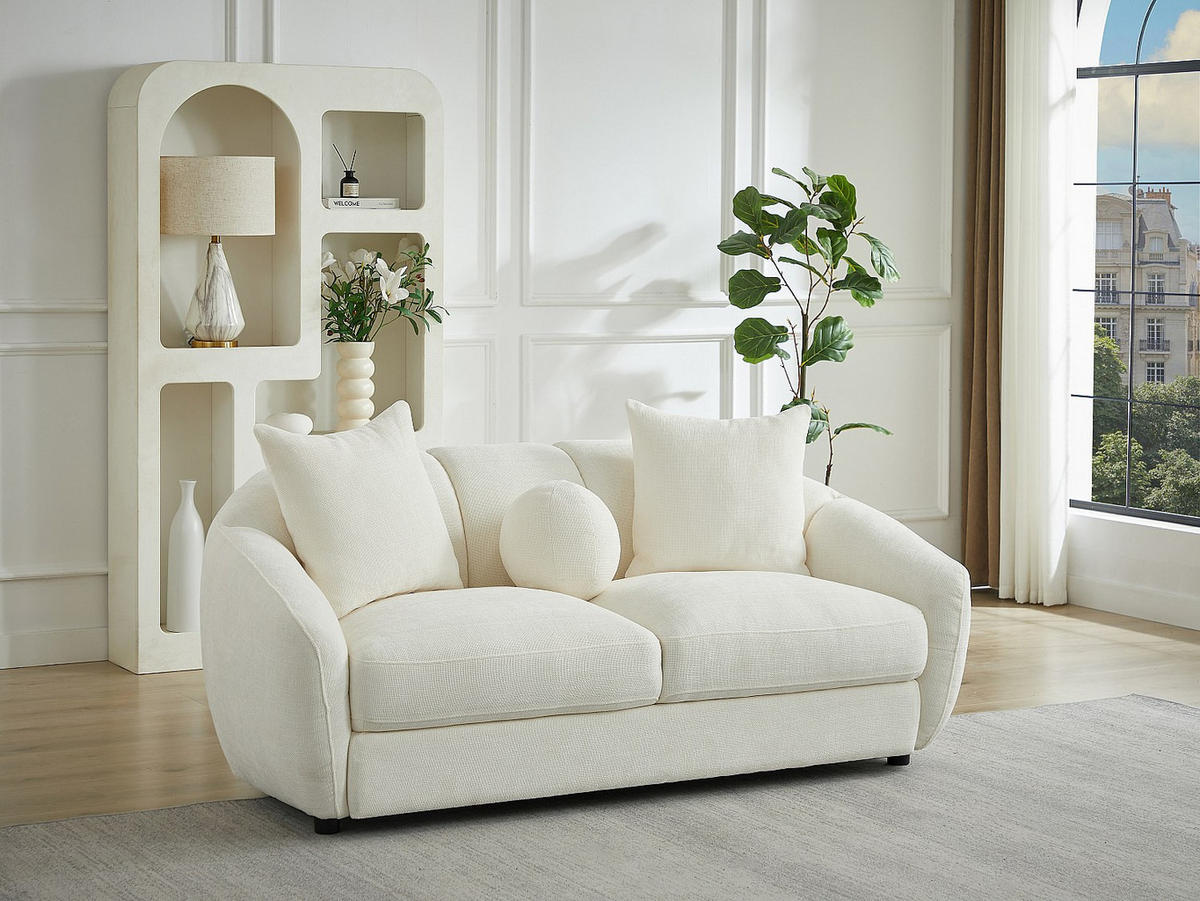 SOFA - 2 Personen - stoff - elfenbeinfarben Nafeki - Weiß, Textil (182/78/96cm) - Vente-Unique