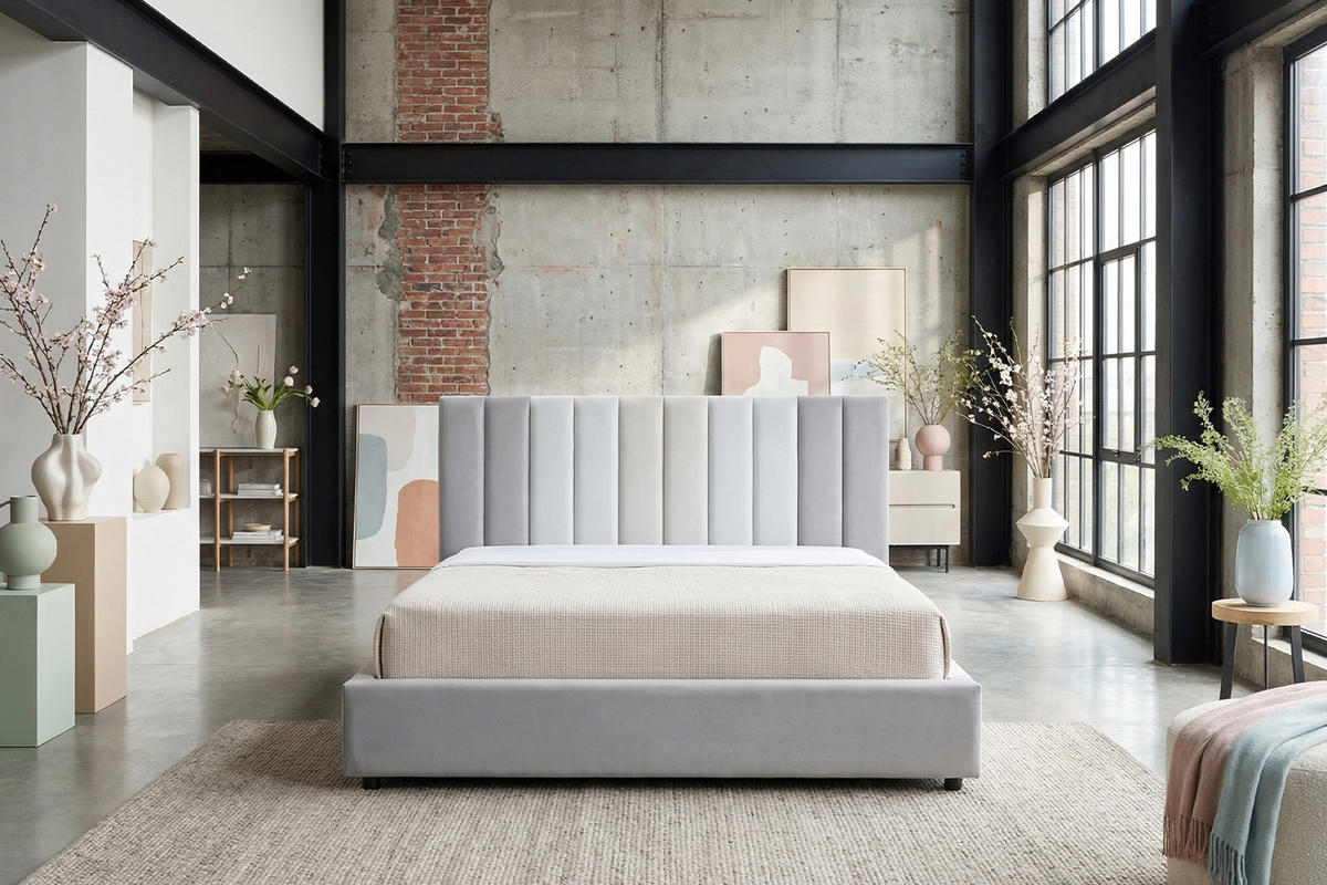 POLSTERBETT CATTURA Grau Velvet - Grau, Textil (180/200cm) - KAWOLA