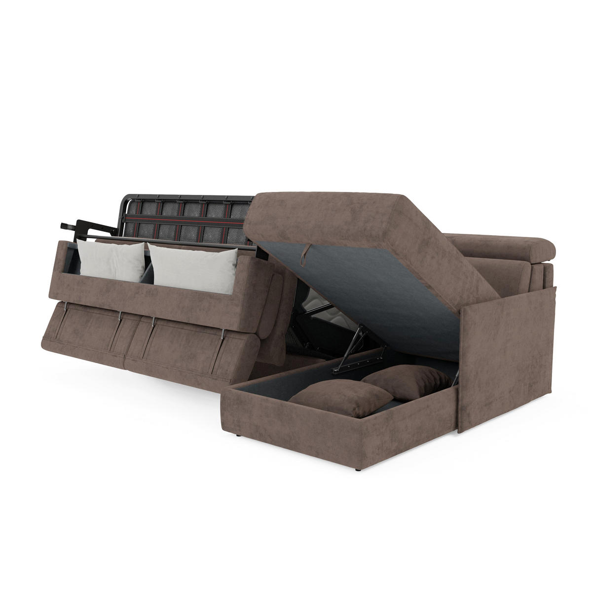ECKSOFA Miryam - Braun, Metall (272/98cm) - Divani.store