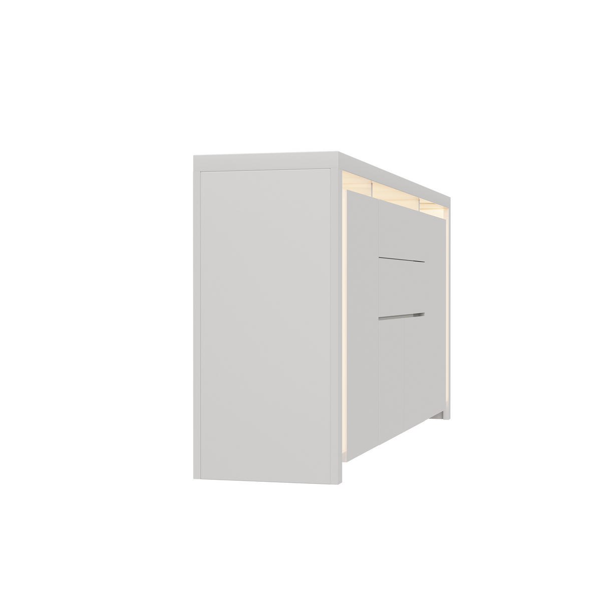 SIDEBOARD 160x35x75 cm 2 Schubladen 4 Türen LED weiß - Weiß, Holz (160/75/35cm) - LEBENLANG