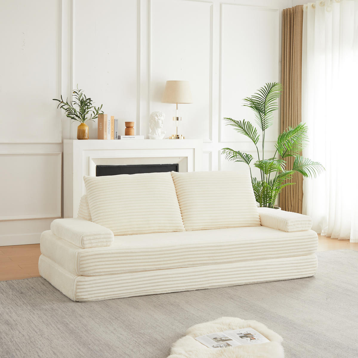 SCHLAFSOFA 211 cm frei kombinierbar mit dreieckigen Rückenlehnen, DE-42722, Grau - Beige, Textil (211.5/62/106.5cm) - ComfortXL